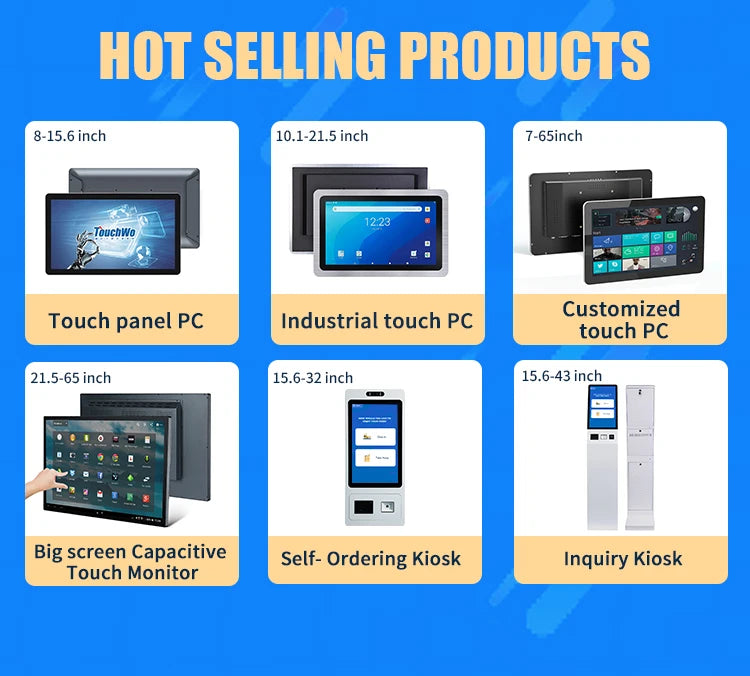 TouchWo Wall Mount Self-Service Kiosk AIO – 15.6"/21.5"/23.8", Android/Win 10/11, Checkout & Ordering