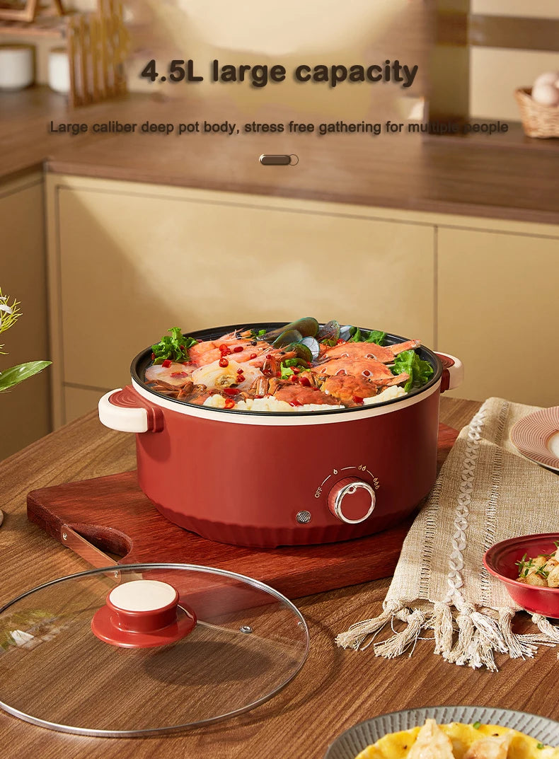 DMWD 3L Multifunctional Electric Cooking Pot – Non-Stick Hot Pot, Rice Cooker, Noodle & Soup Steamer