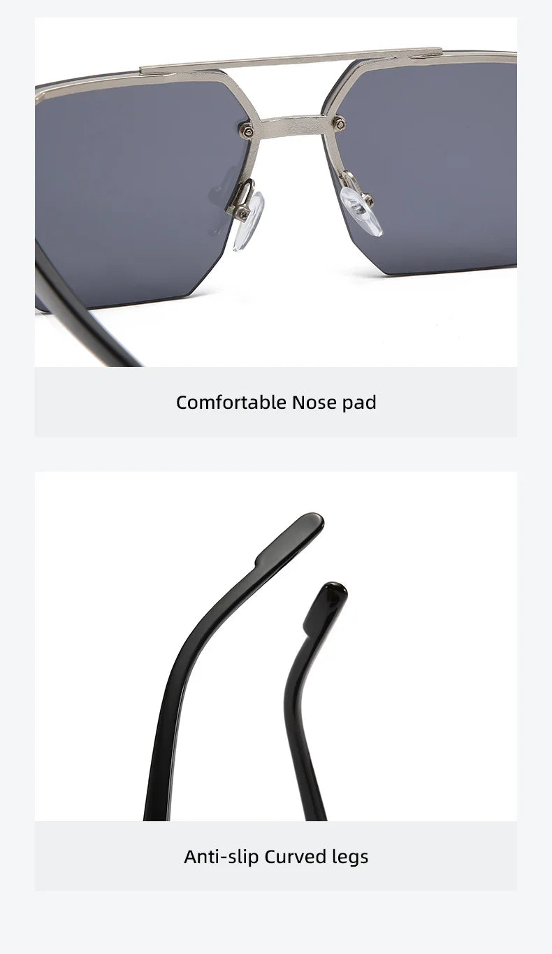 Men's Pilot Flat Top Half Frame Sunglasses | UV400 Classic Travel Casual Vintage Shades