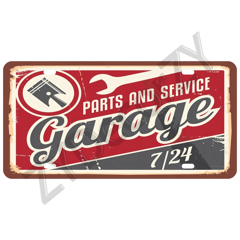 Route 66 Vintage Car Garage Tin Sign — Retro Wall Art Decor