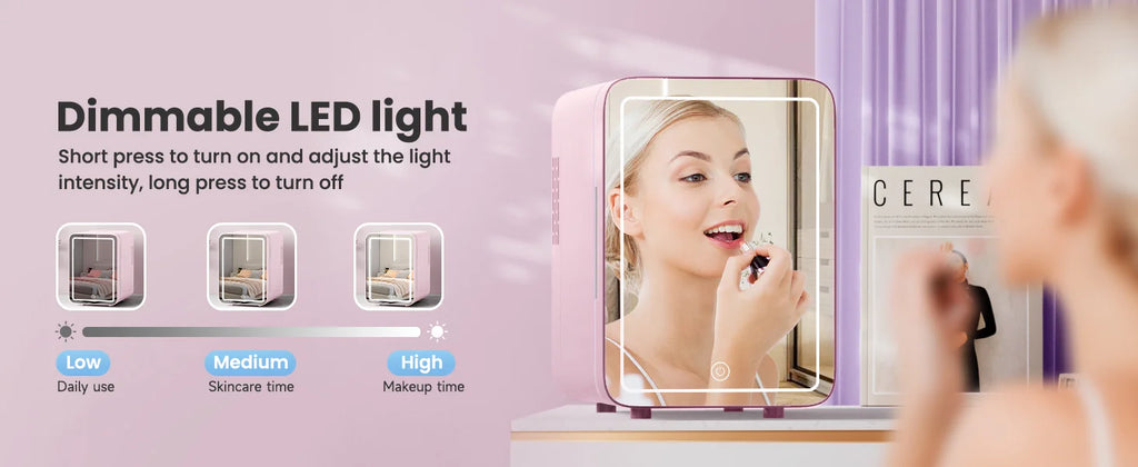 6L/9L LED Mirror Mini Fridge with Light — Portable Cosmetic Refrigerator Cooler & Warmer for Car, Home & Skincare