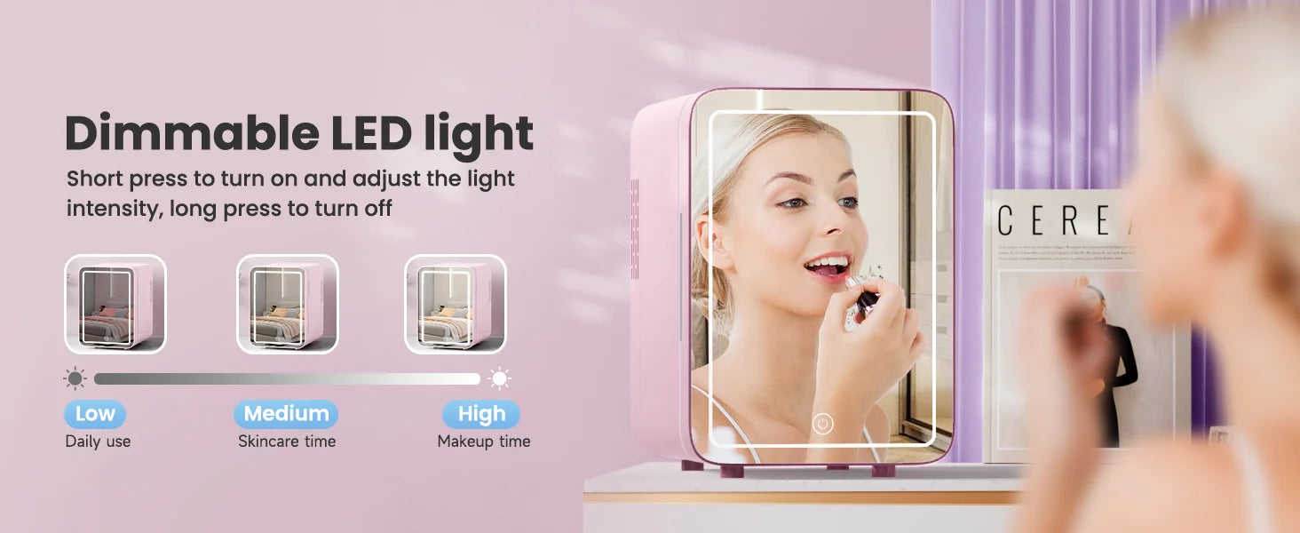6L/9L LED Mirror Mini Fridge with Light — Portable Cosmetic Refrigerator Cooler & Warmer for Car, Home & Skincare