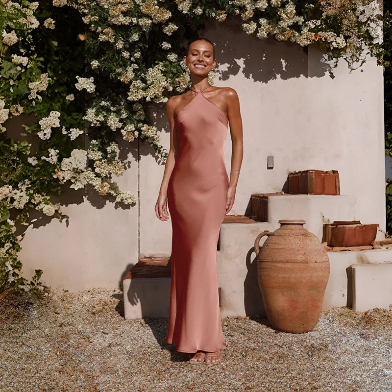 Sleeveless Backless Slim Maxi Party Dress — Sexy Solid Temperament Formal Dress