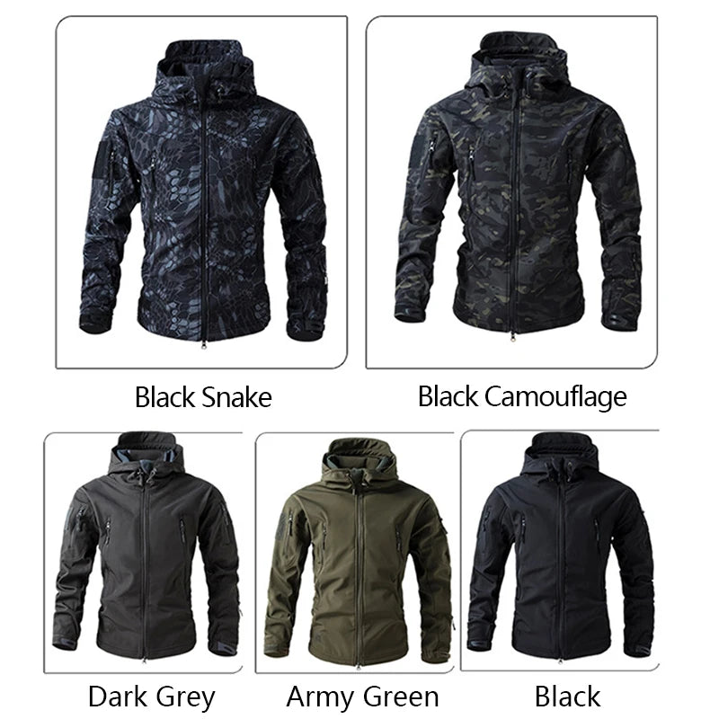 Men's Soft Shell Tactical Fleece Hooded Jacket