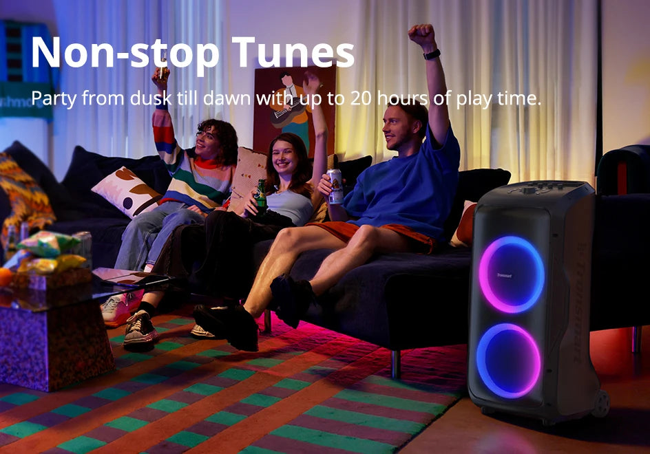 Tronsmart Halo 300 Party Speaker 240W — Bluetooth 5.3, 20H Battery, Mic/Guitar/XLR Input, Light Show