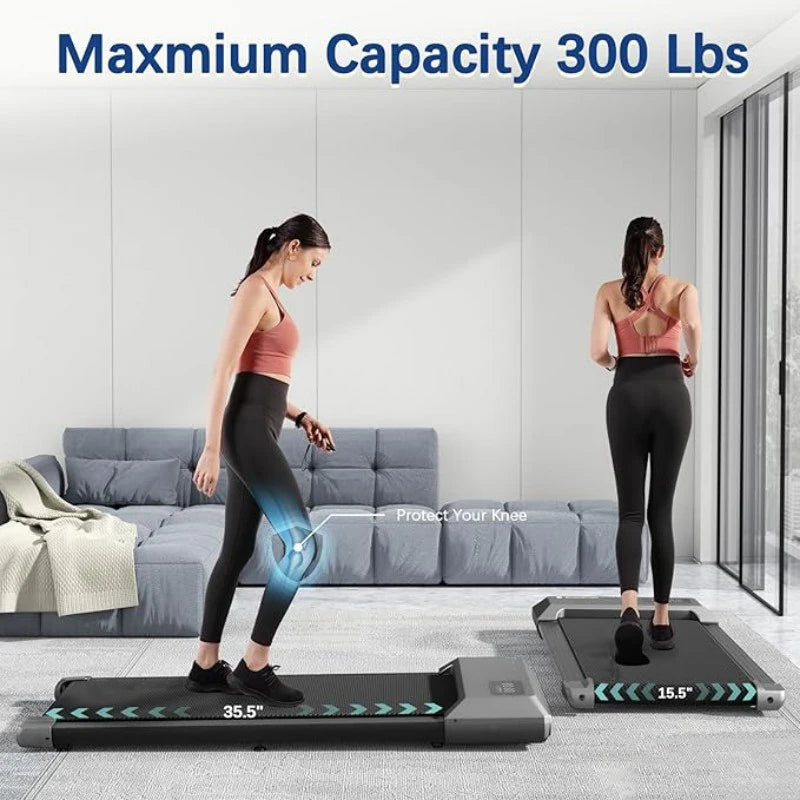 2-in-1 Treadmill & Walking Pad – 300LBS Capacity, 2.5HP, LCD Display, Walking & Running Fitness Machine for Home