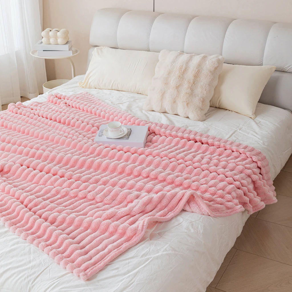 Soft Flannel Blanket – Warm Nap Throw in Multiple Colors, Christmas Gift Blanket