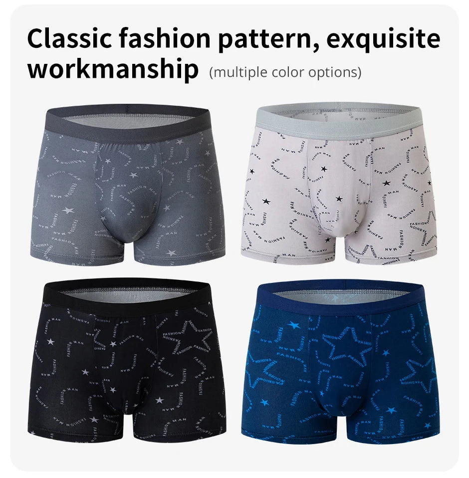 Men's Printed Fashion Swim Trunks & Underwear Pack — 4/5 Piece Boyshort Set Plus Size