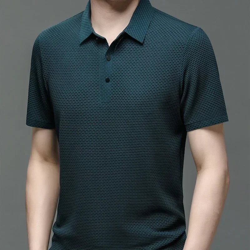 Men's Ice Silk Breathable Polo Shirt — Business Casual Short Sleeve Summer Top
