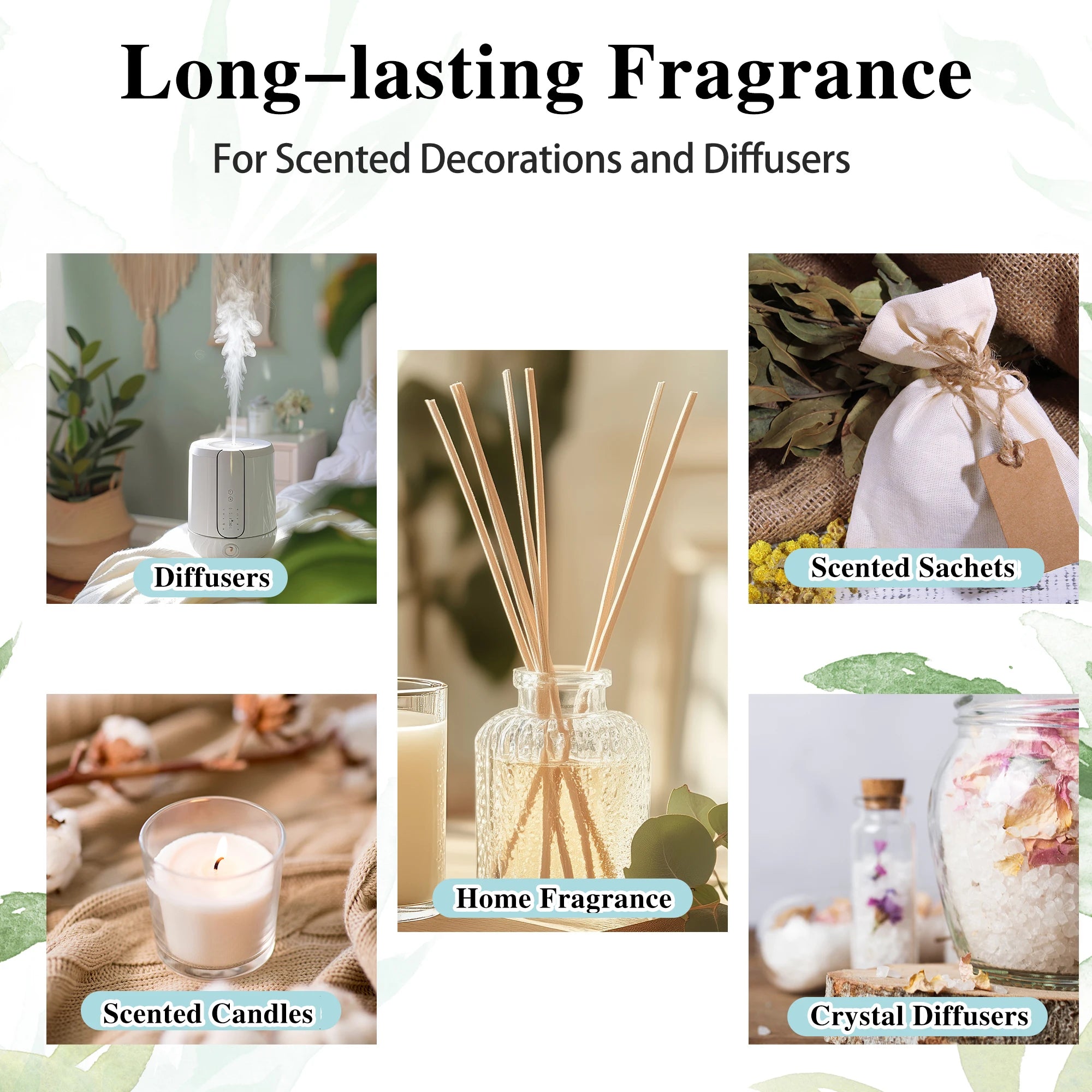 MAYJAM Essential Oils — Lavender, Lemongrass, Jasmine, Vanilla, Eucalyptus & Rose for Diffusers & Candle Making