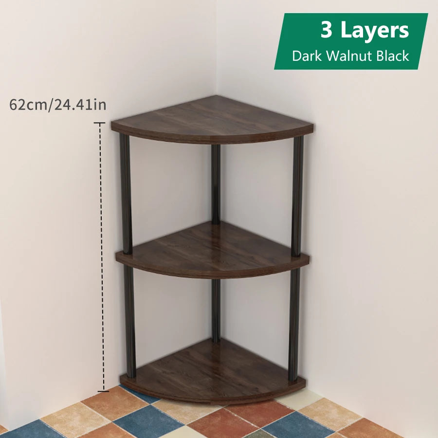Metal Corner Wall Shelf — 3/4/5/6 Tier Plant Rack, Bookshelf & Living Room Storage