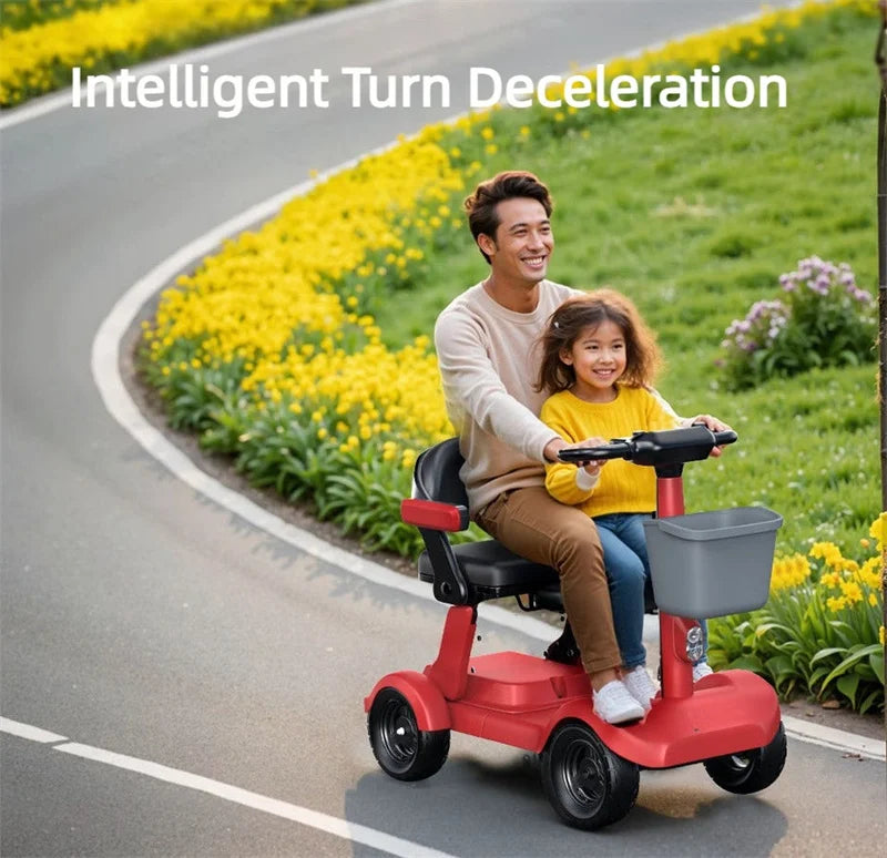 4-Wheel Folding Mobility Scooter with Baby Seat