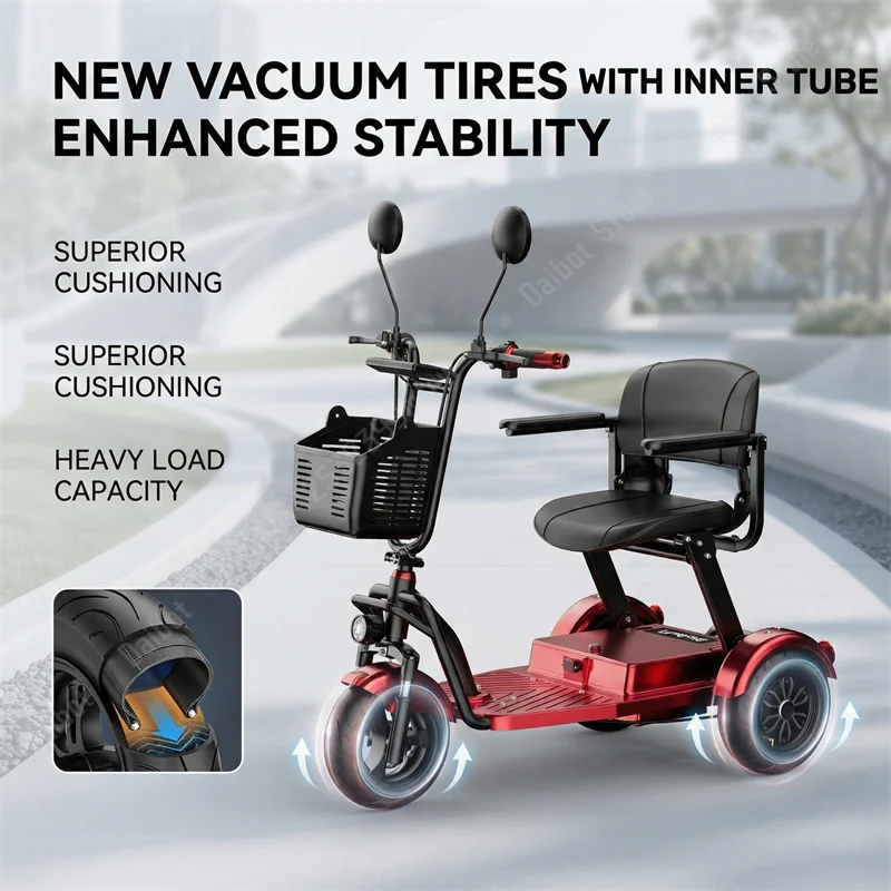Foldable 3-Wheel Electric Mobility Scooter – 500W Dual Motor, 40 km Range