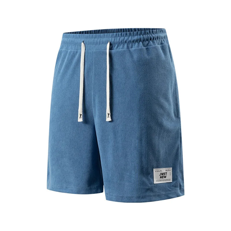 Men's Corduroy Stretch Letter Print Shorts — Casual Textured Shorts