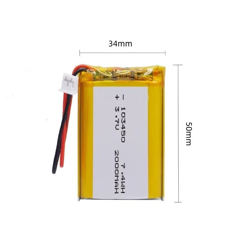 103450 3.7V 2000mAh Polymer Lithium Rechargeable Battery – JST PH 2.0mm 2-Pin for Camera GPS MP5 Bluetooth Headset
