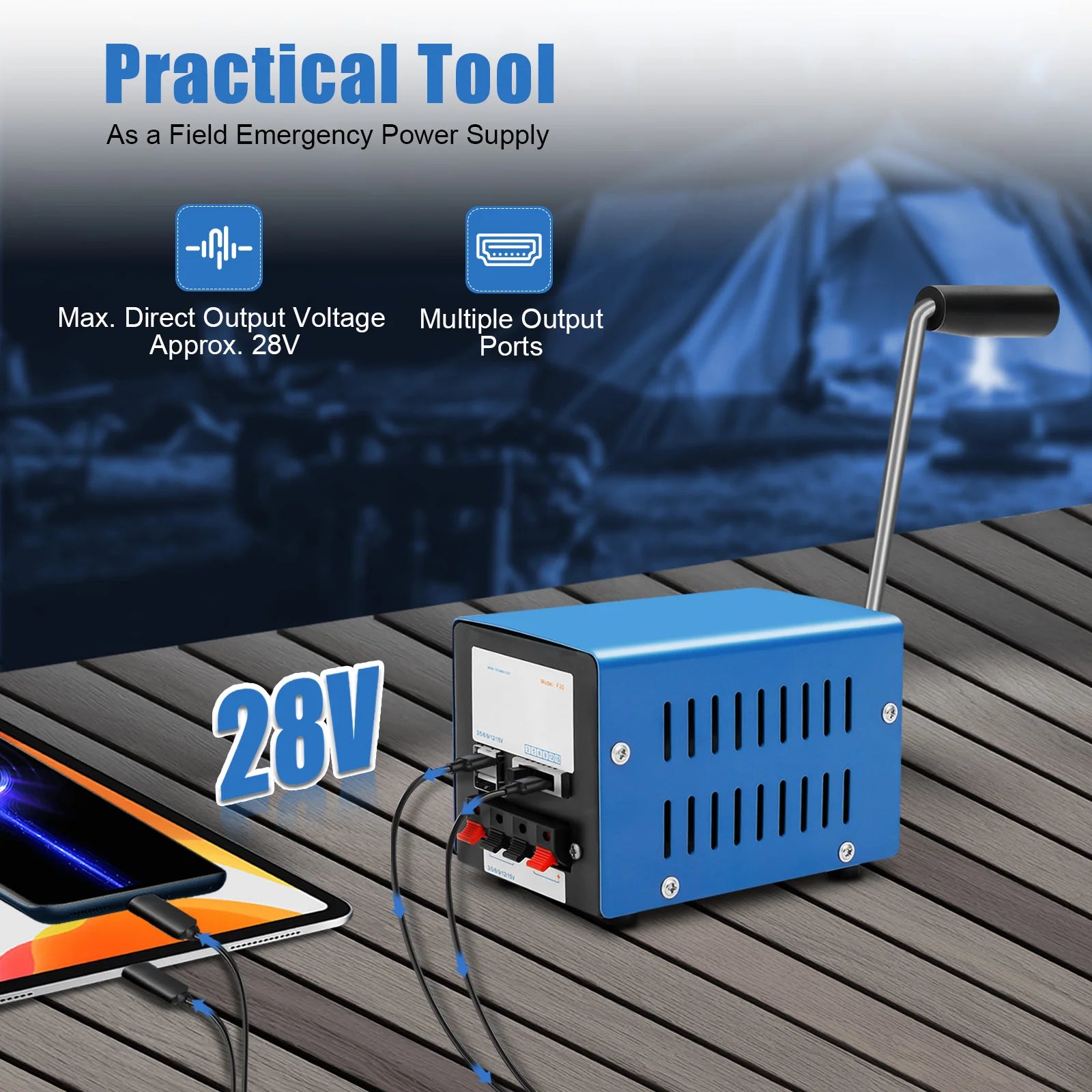 Hand Crank Generator — 20W Portable Emergency Power Bank with USB Output for Survival, Camping & Travel