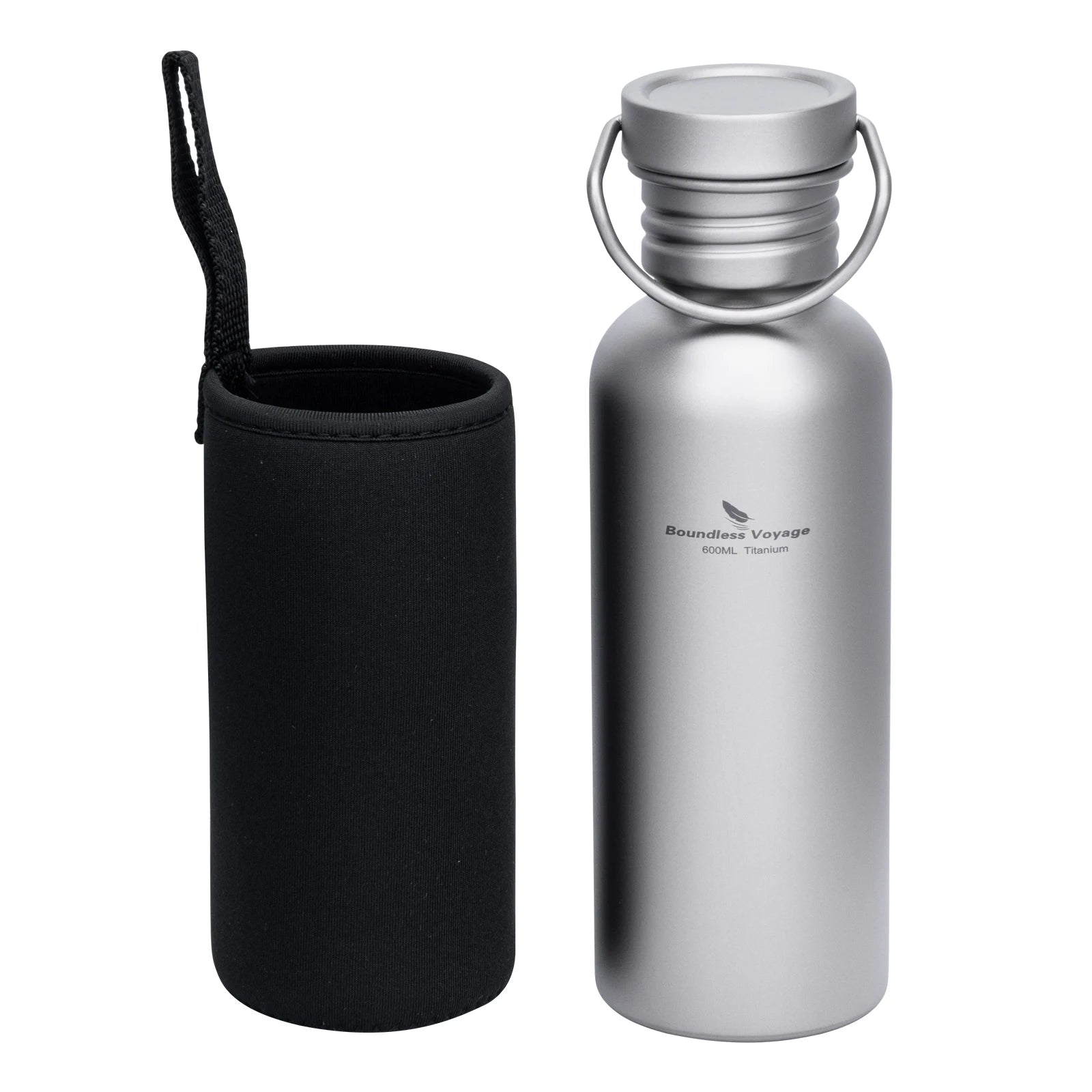 Boundless Voyage TA1 Pure Titanium Wide-Mouth Water Bottle – Ultralight Sport Bottle for Camping, Hiking & Travel