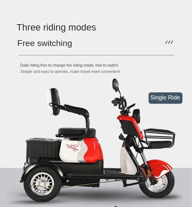 3-Wheel Electric Mobility Scooter for Adults, Long-Range Tricycle