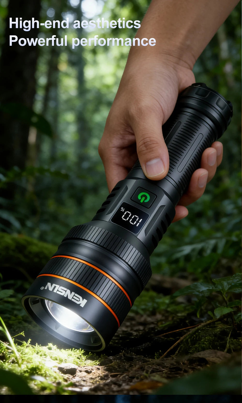 2500 Lumen Long Range LED Flashlight – IPX7 Waterproof, Type-C, 5 Modes, Power Bank Function