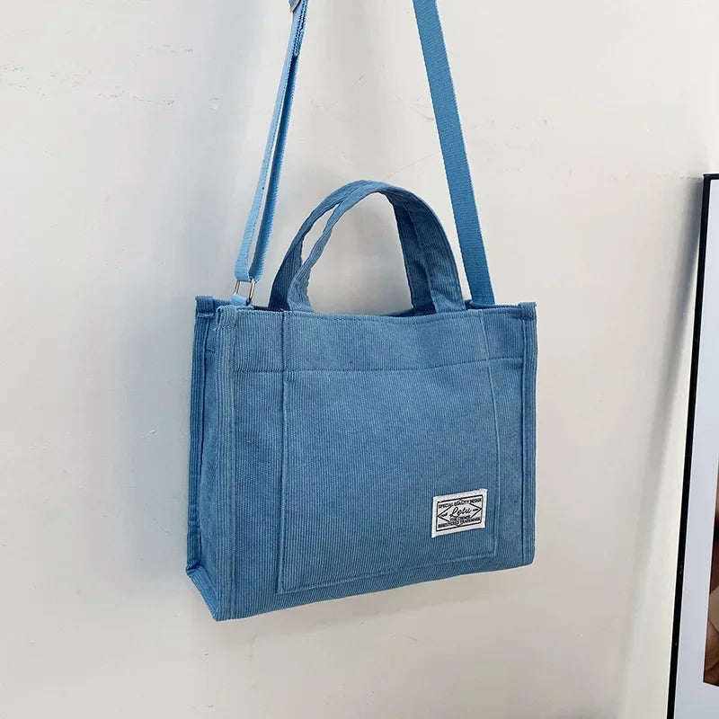 Vintage Corduroy Crossbody Tote Bag – Retro Casual Shoulder Purse for Women