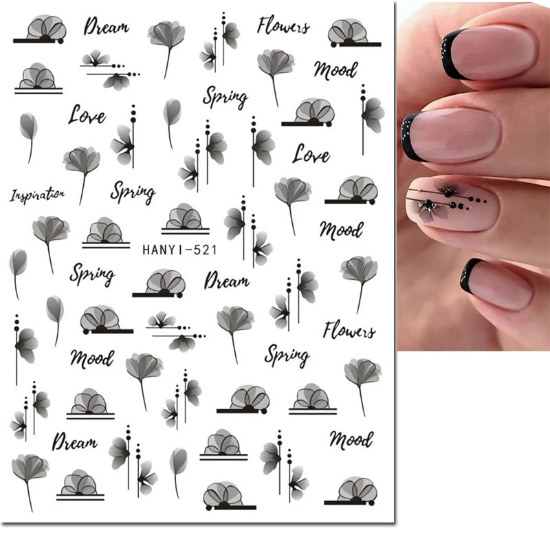 3D Summer Tropical Nail Art Sticker Decals — Palms, Butterflies & Flowers