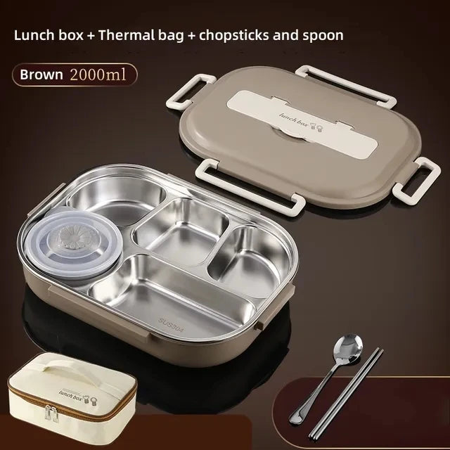 304 Stainless Steel Compartment Lunch Box – 1L to 2L
