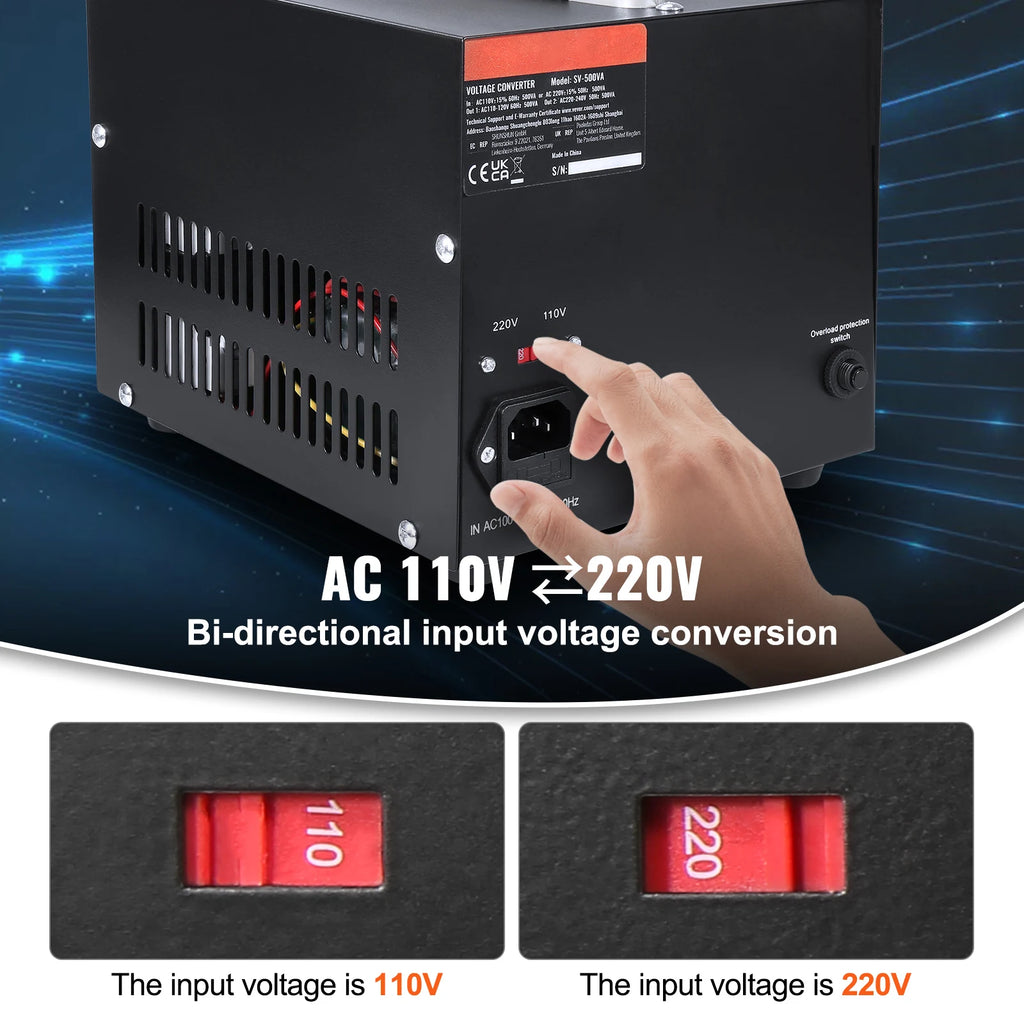 Heavy Duty Voltage Converter Transformer — 2000VA/3000VA/5000VA Step Up/Down, US & EU Outlets