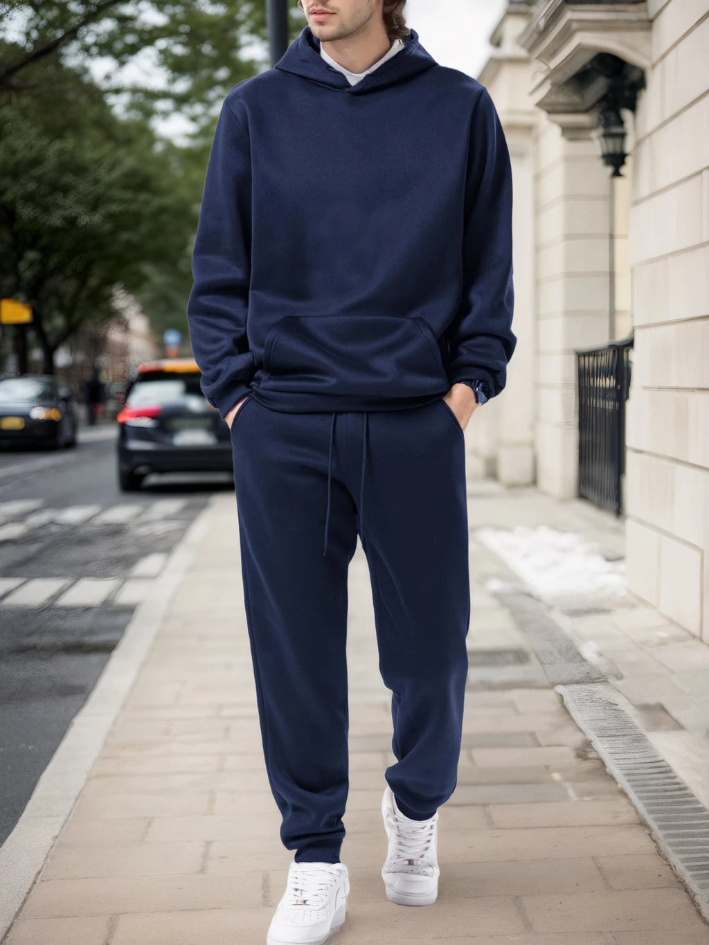 Men's Solid Color Hoodie & Jogging Pants Tracksuit – Casual Outdoor Sportswear Set