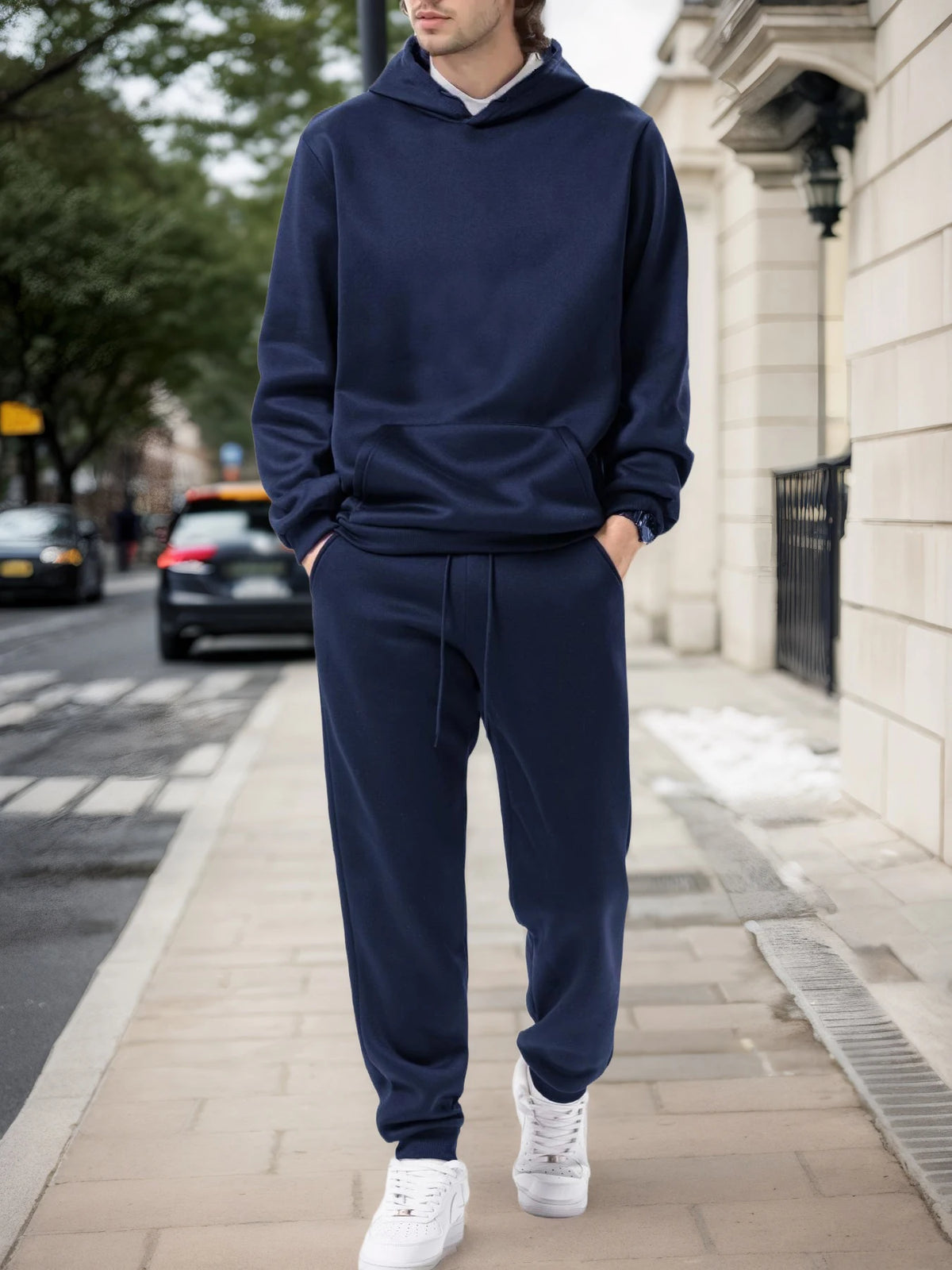 Men's Solid Color Hoodie & Jogging Pants Tracksuit – Casual Outdoor Sportswear Set