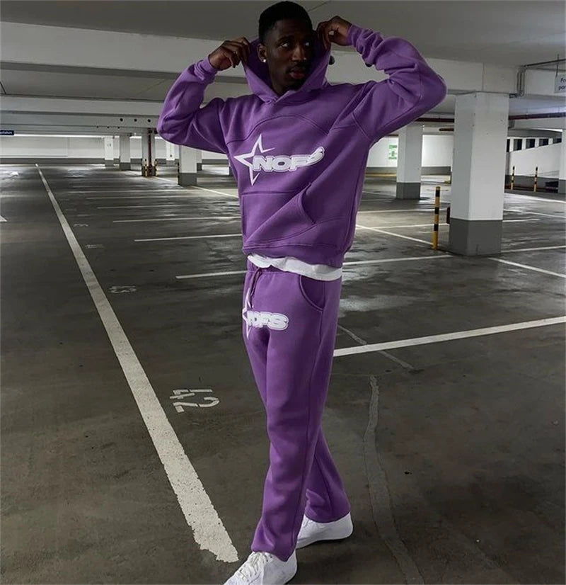 Y2K Harajuku Letter Graphic Hoodie & Goth Pants Set