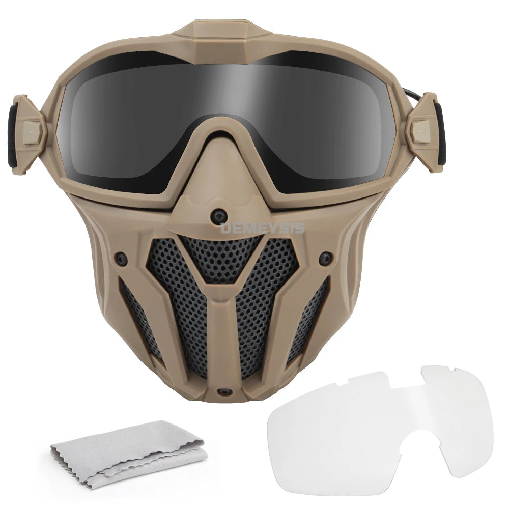 Tactical Full Face Airsoft Paintball Mask with Fan & Goggles
