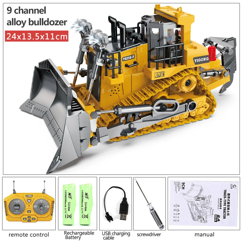 RC Excavator & Construction Toy Set – Remote Control Dump Truck & Bulldozer for Kids