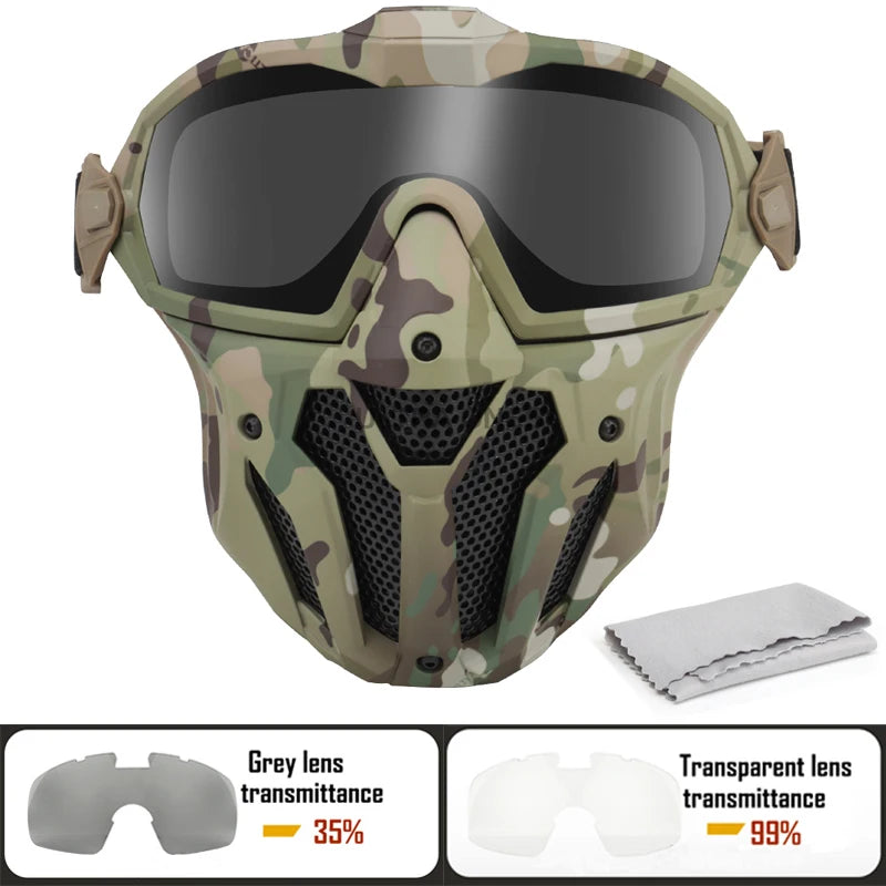 Tactical Full Face Airsoft Paintball Mask with Fan & Goggles