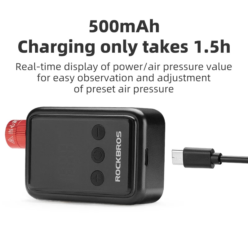 ROCKBROS Pocket Electric Bike Tire Pump with Digital Display