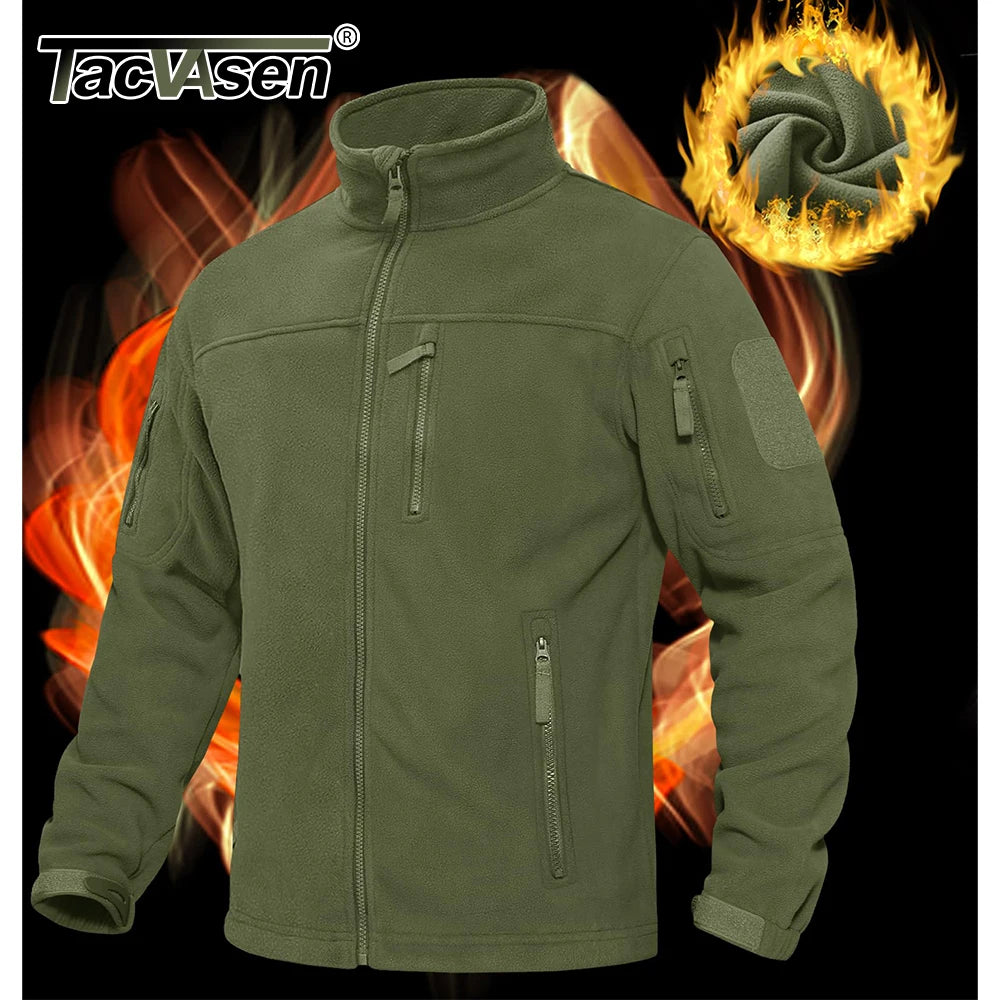 Men's Full Zip Fleece Hiking Windbreaker — Multi-Pocket Outdoor Work Jacket
