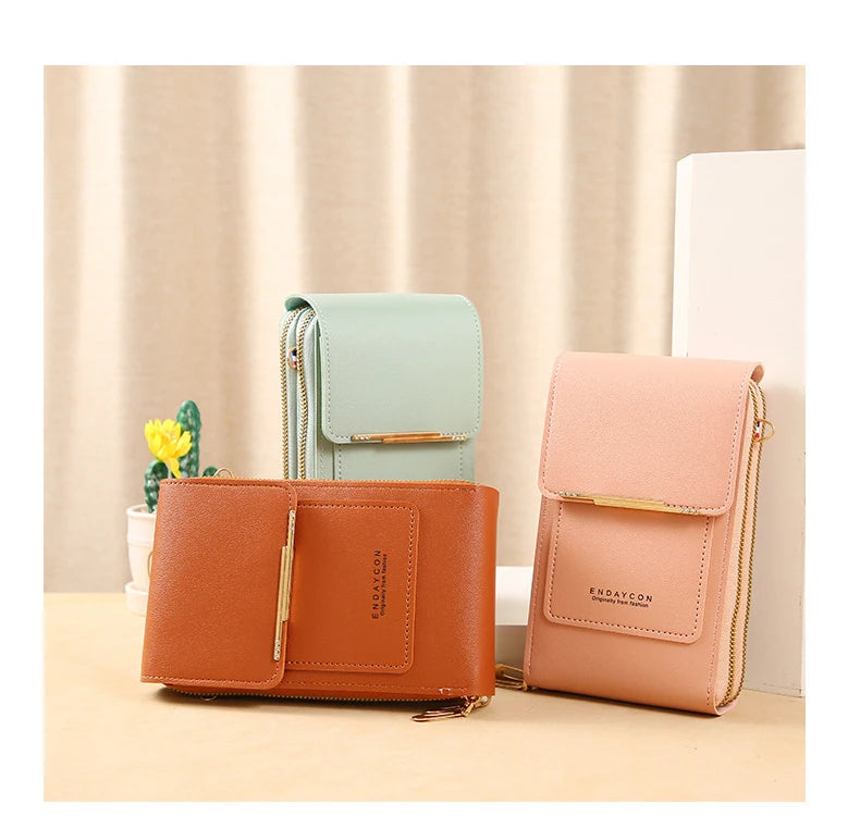 Women Crossbody Shoulder Bags Wallets Touch Screen Cell Phone Purse Soft Leather Strap Handbag for Female Luxury Messenger Bags