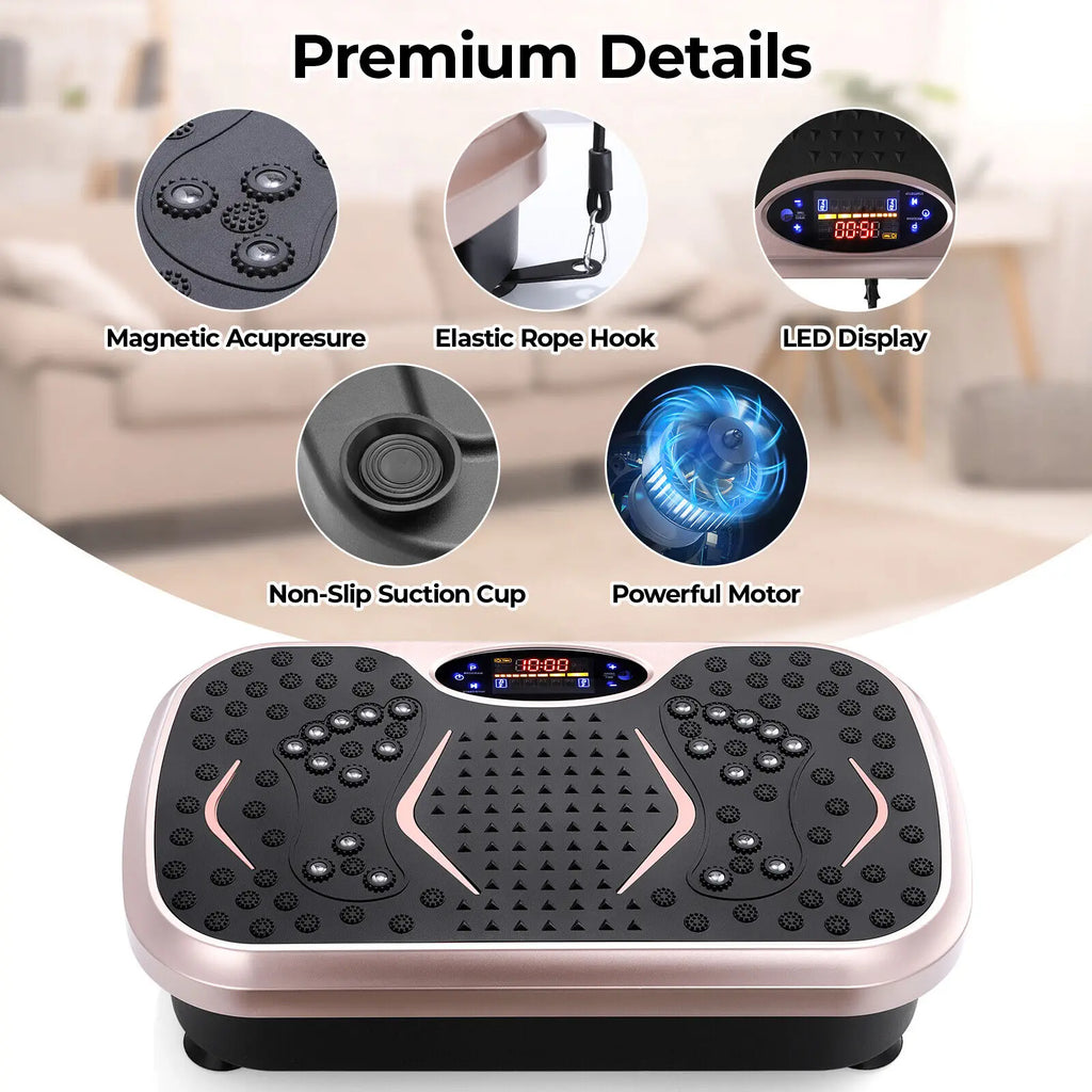 Vibration Plate Exercise Machine – Whole Body Workout Platform with Loop Bands for Home Training
