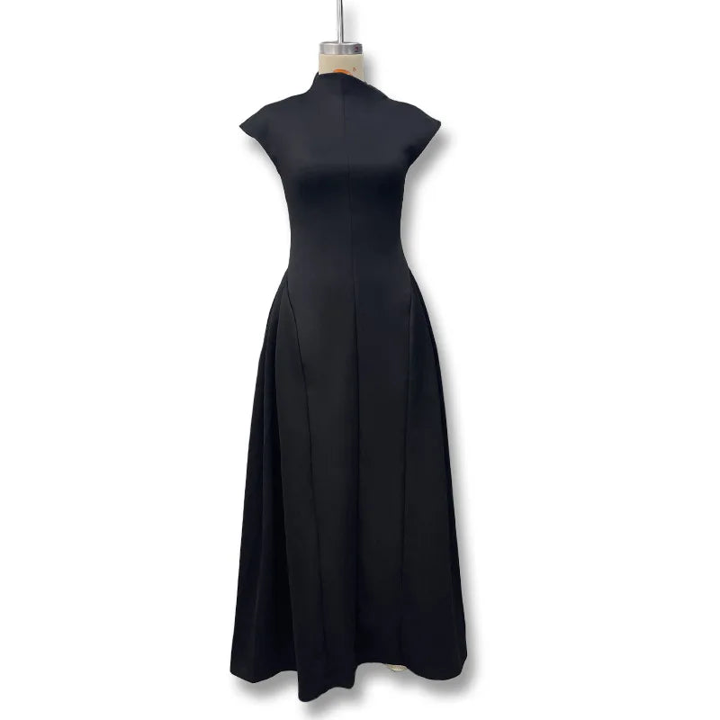 Sleeveless A-Line Prom Banquet Evening Dress — Solid Elegant Midi Formal Dress