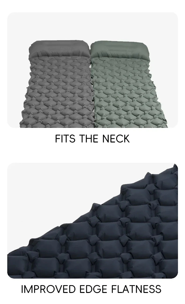 Inflatable Camping Air Mattress with Pillow – Self-Inflating Sleeping Pad for Hiking & Climbing