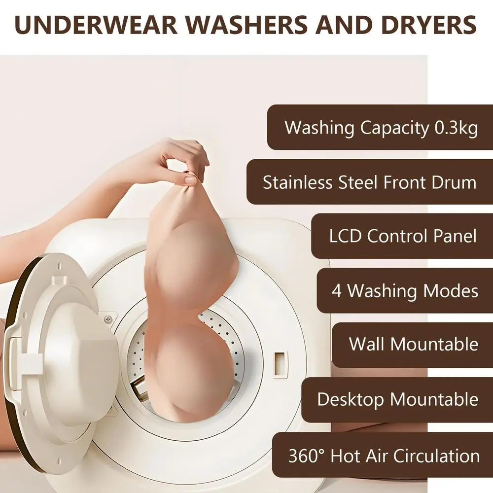 Mini Portable Washer & Dryer Combo — 3.5L Wall-Mounted Fully Automatic Front Drum Washing Machine for Small Spaces