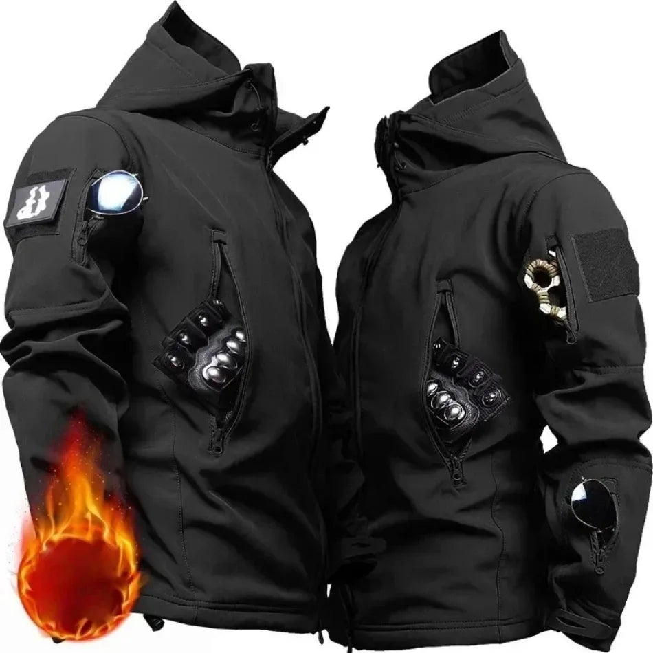 Men's Camo Waterproof Tactical Jacket & Fleece Pants Set – Winter Hunting Outdoor 2-Piece