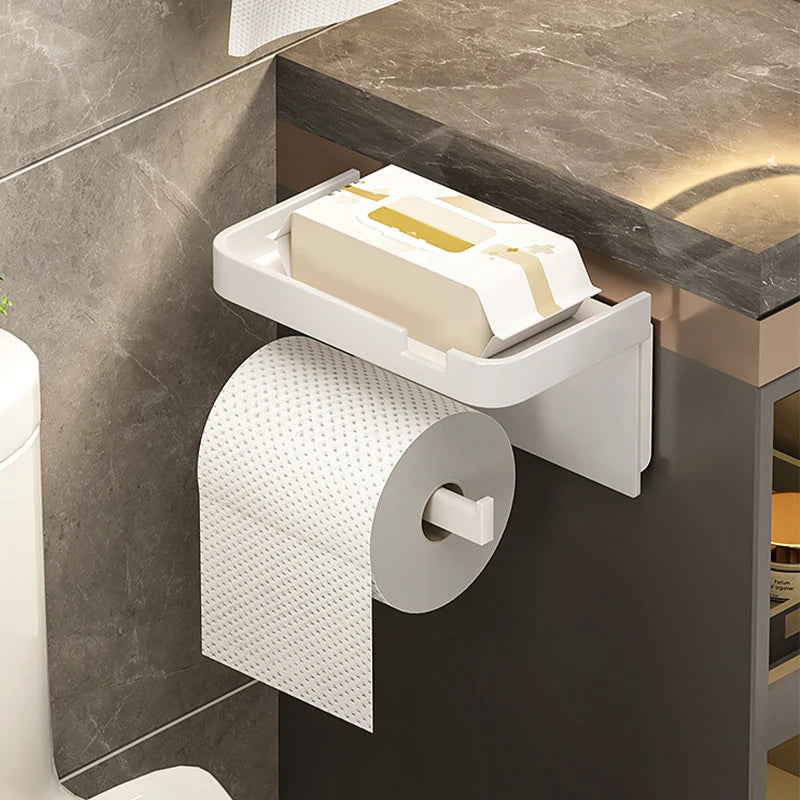 Wall-Mounted Toilet Paper & Storage Rack — Multi-Use Bathroom & Kitchen Organizer