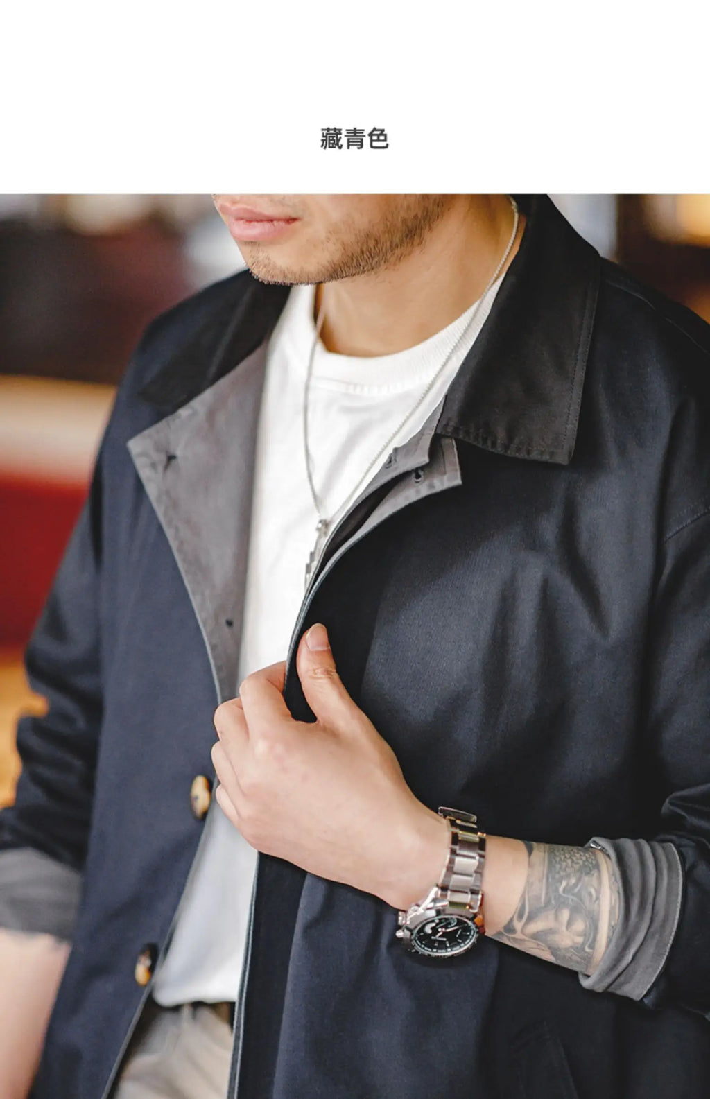 Men's Workwear Trench Coat – Loose Fit Cotton Chore Jacket