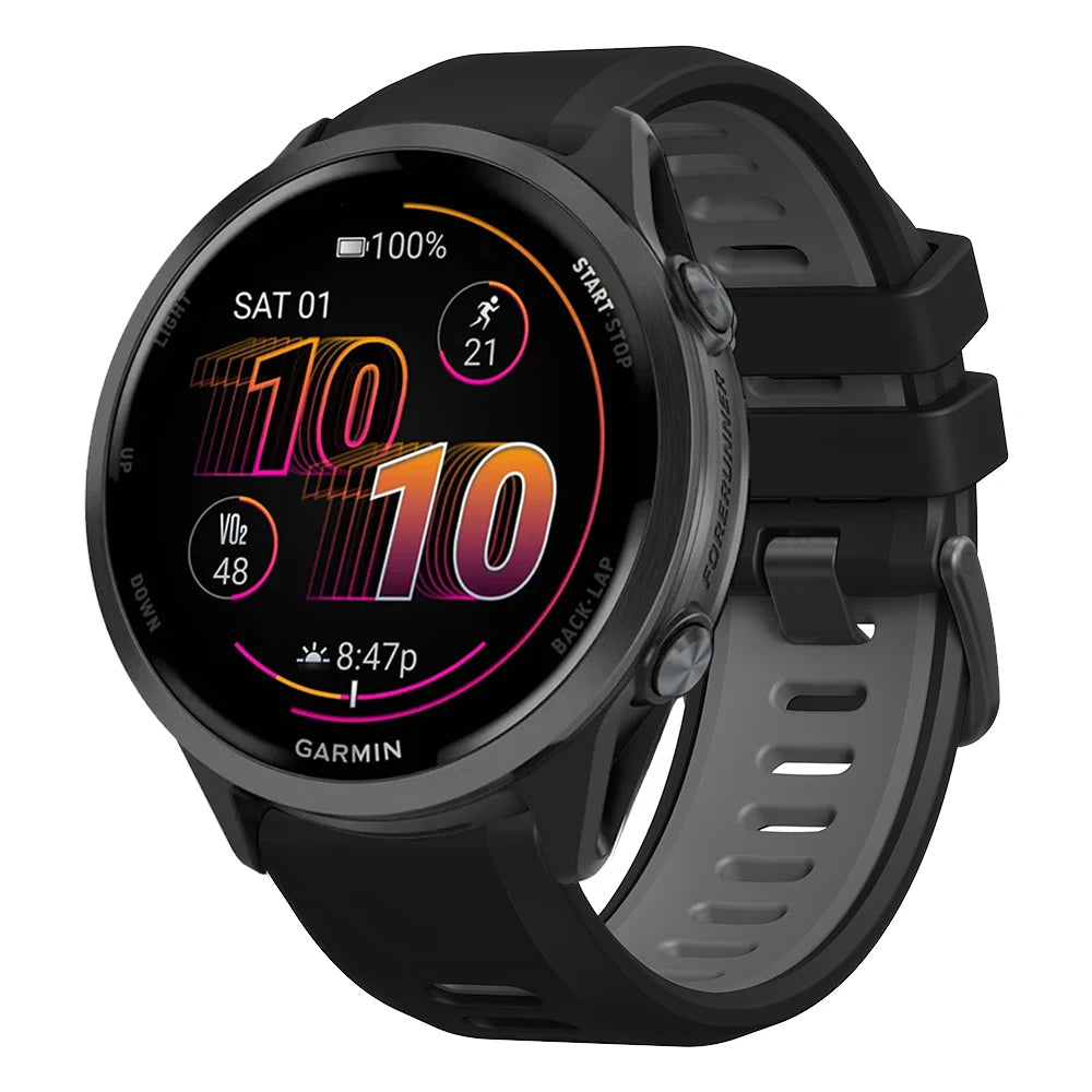 Two-Tone Silicone Sport Watch Band for Garmin Forerunner 265/255/570 & Venu 2/3 | 22mm Quick Release Strap