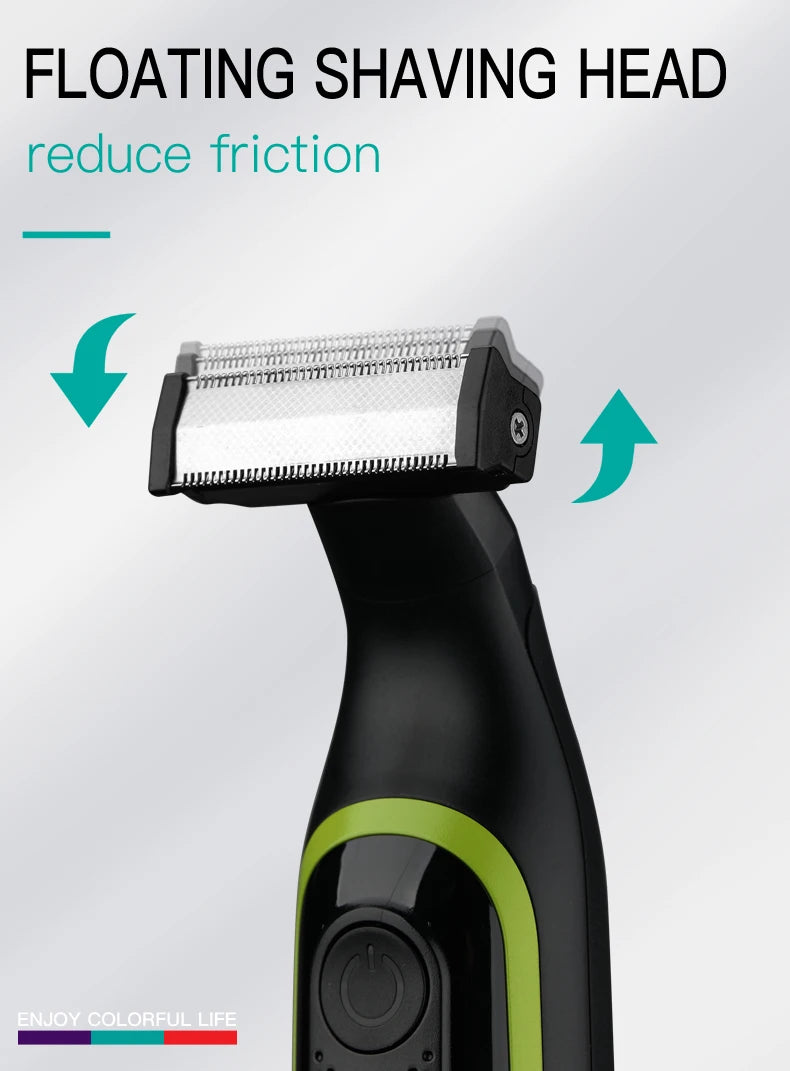 VGR One Blade Waterproof Hair & Beard Trimmer | IPX5 Wet/Dry, Rechargeable, 3 Guide Combs, Men & Women V-017