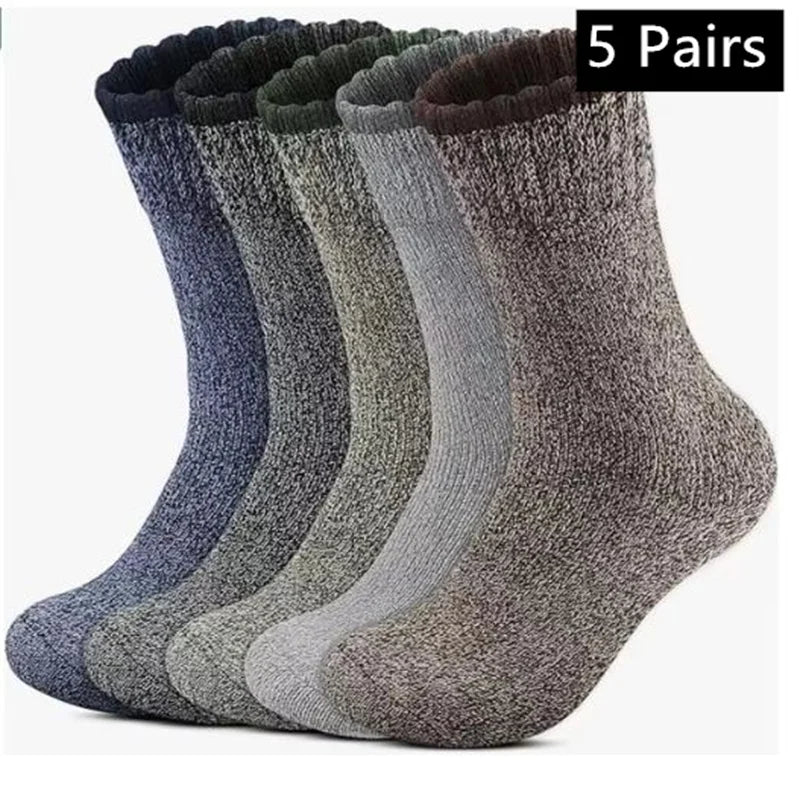 Cotton-Blend Winter Hiking Socks, 5 Pairs
