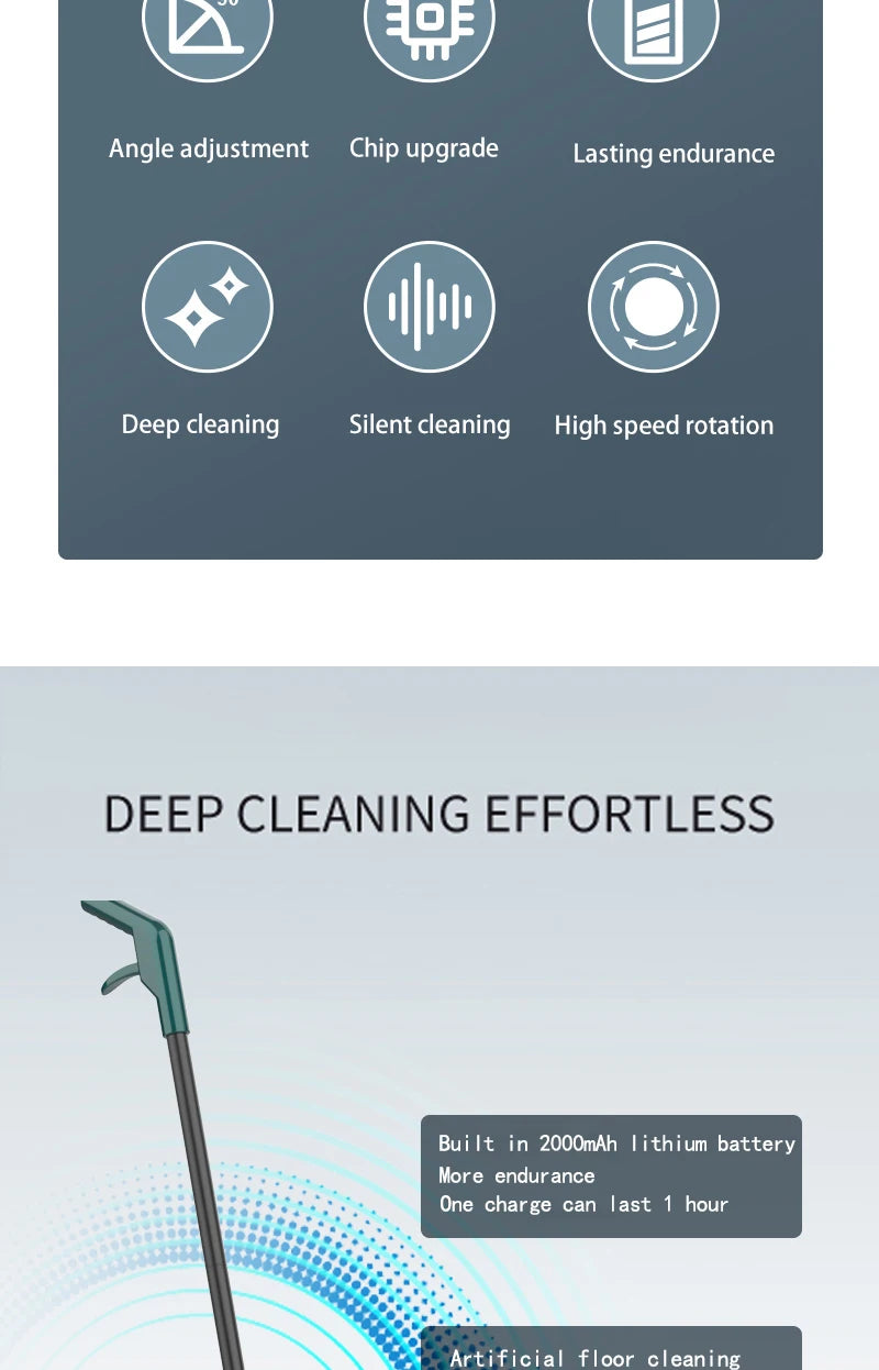 2-in-1 Wireless Electric Spin Mop & Floor Scrubber
