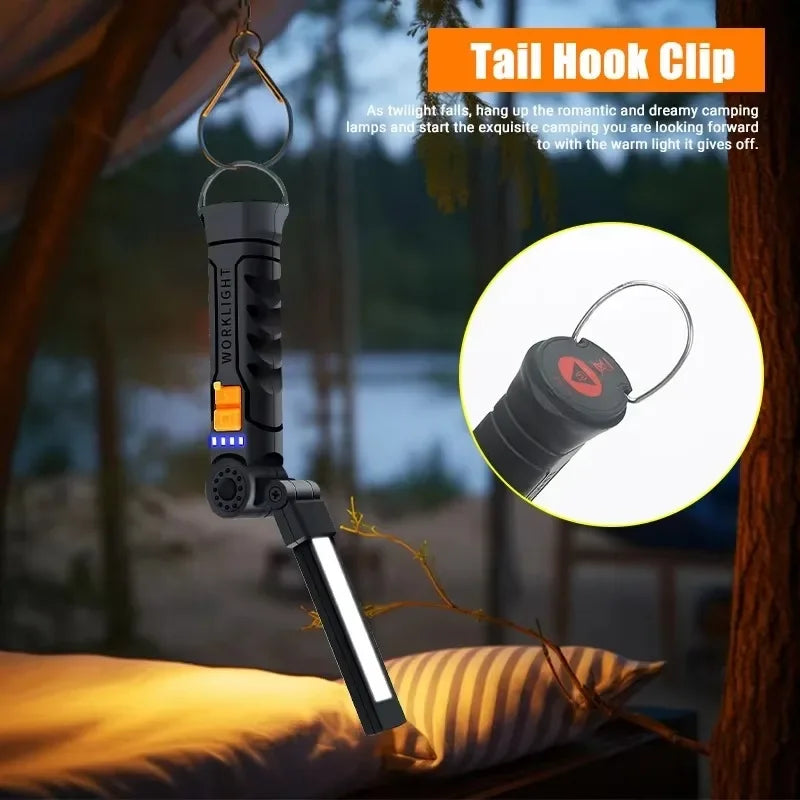 NEWBIRTH COB+LED Work Light – 800 Lumen, 360° Magnetic Base, Foldable Hook, Red Mode, IPX5, Type-C
