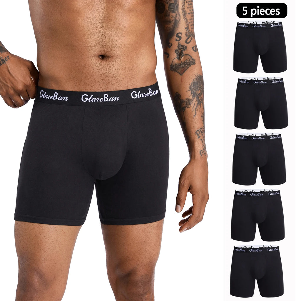 Men's Long-Leg Stretch Boxer Briefs, 5-Pack