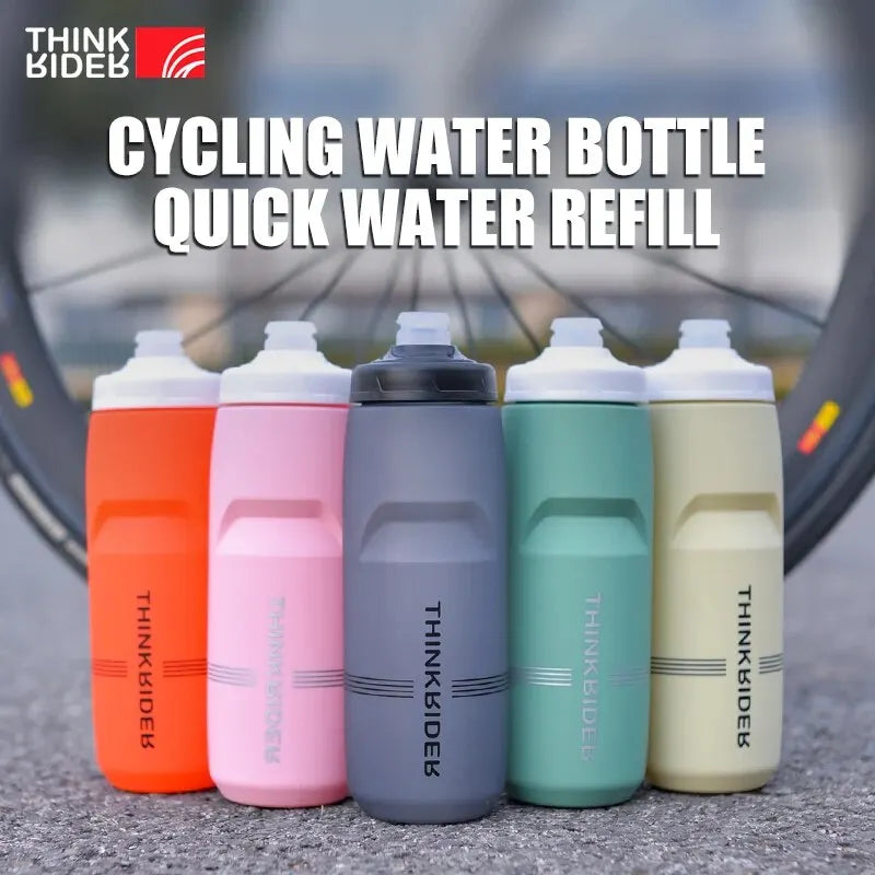 ThinkRider Cycling Water Bottle 620ml/750ml – Squeeze Jet, Leakproof, MTB & Road Bike Cage Compatible, 0–70°C